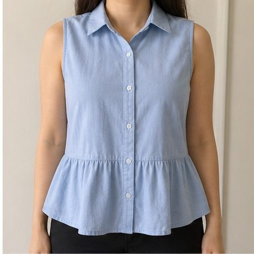 Blue Pleated Blouse - Picture 2 of 6